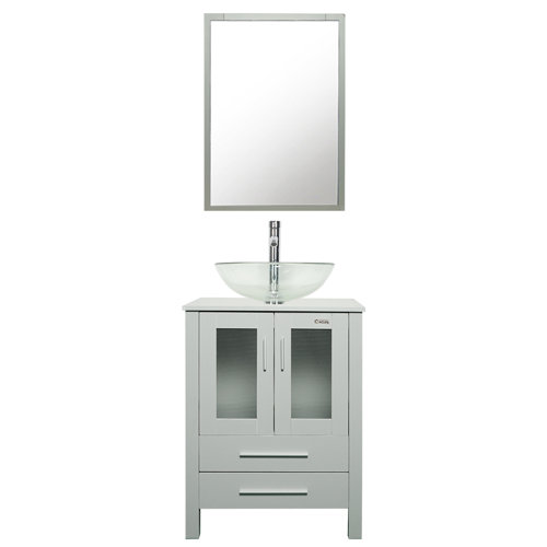 Orren Ellis Olivette 24'' Single Bathroom Vanity Set with Mirror